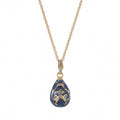 Blue Fabergé egg necklace with luxury gold plated pendant featuring Austrian crystals and ornate gold design on elegant chain - Designer Keren Kopal jewelry gift for women