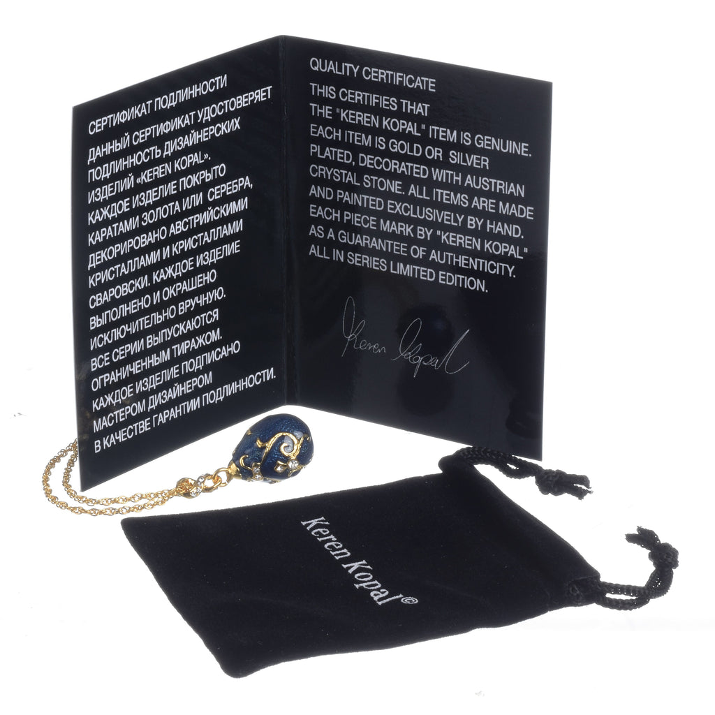 Keren Kopal jewelry with a quality certificate and branded pouch on a white background