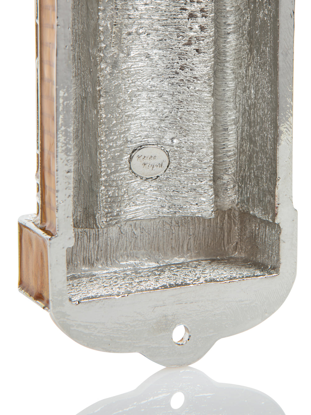 Metallic lantern with 'Made in Italy' stamp on a white background