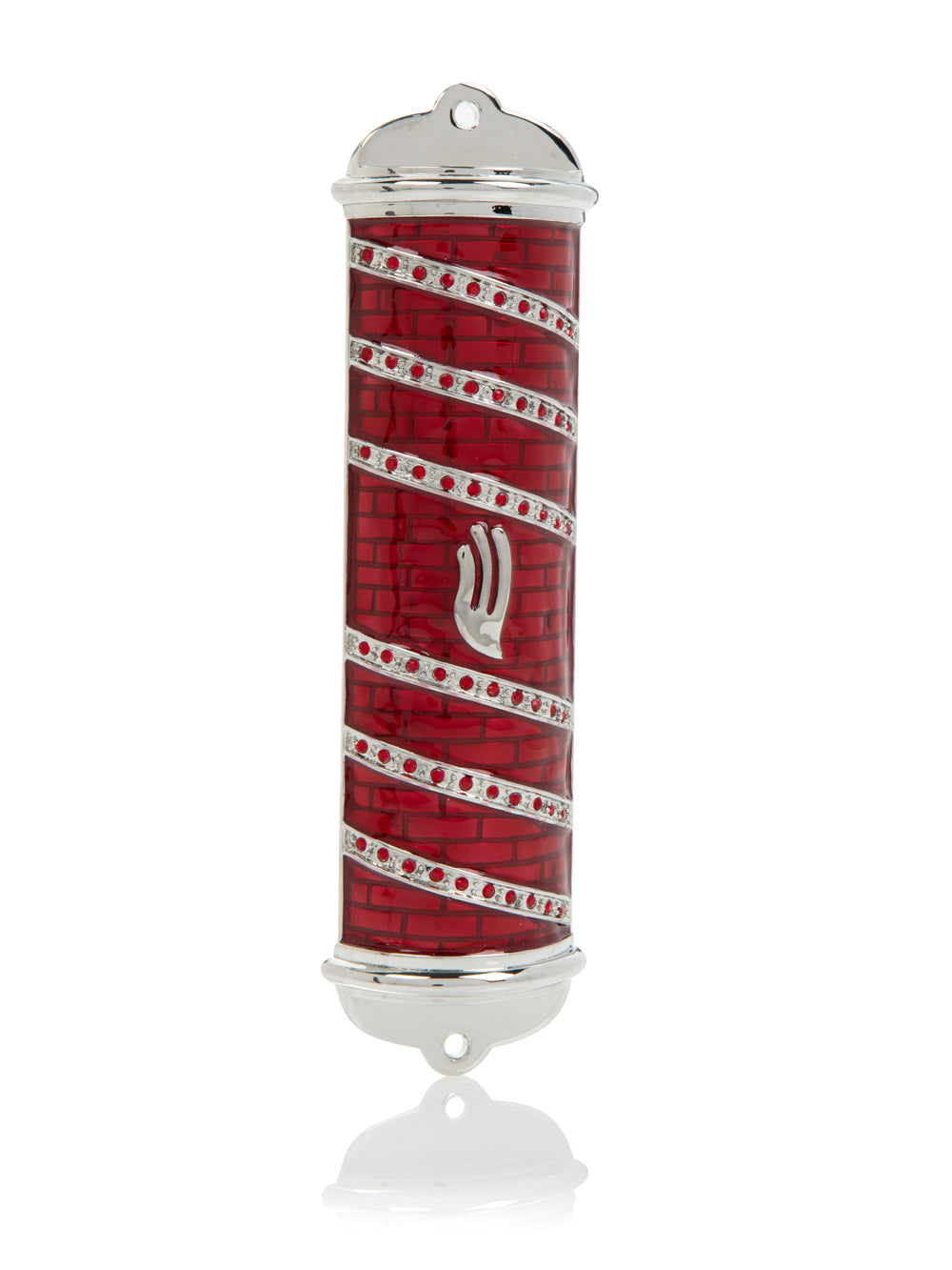 Red Modern Mezuzah with 925 Silver plating and crystal accents - Luxury Judaica wall decor by RV Luxury