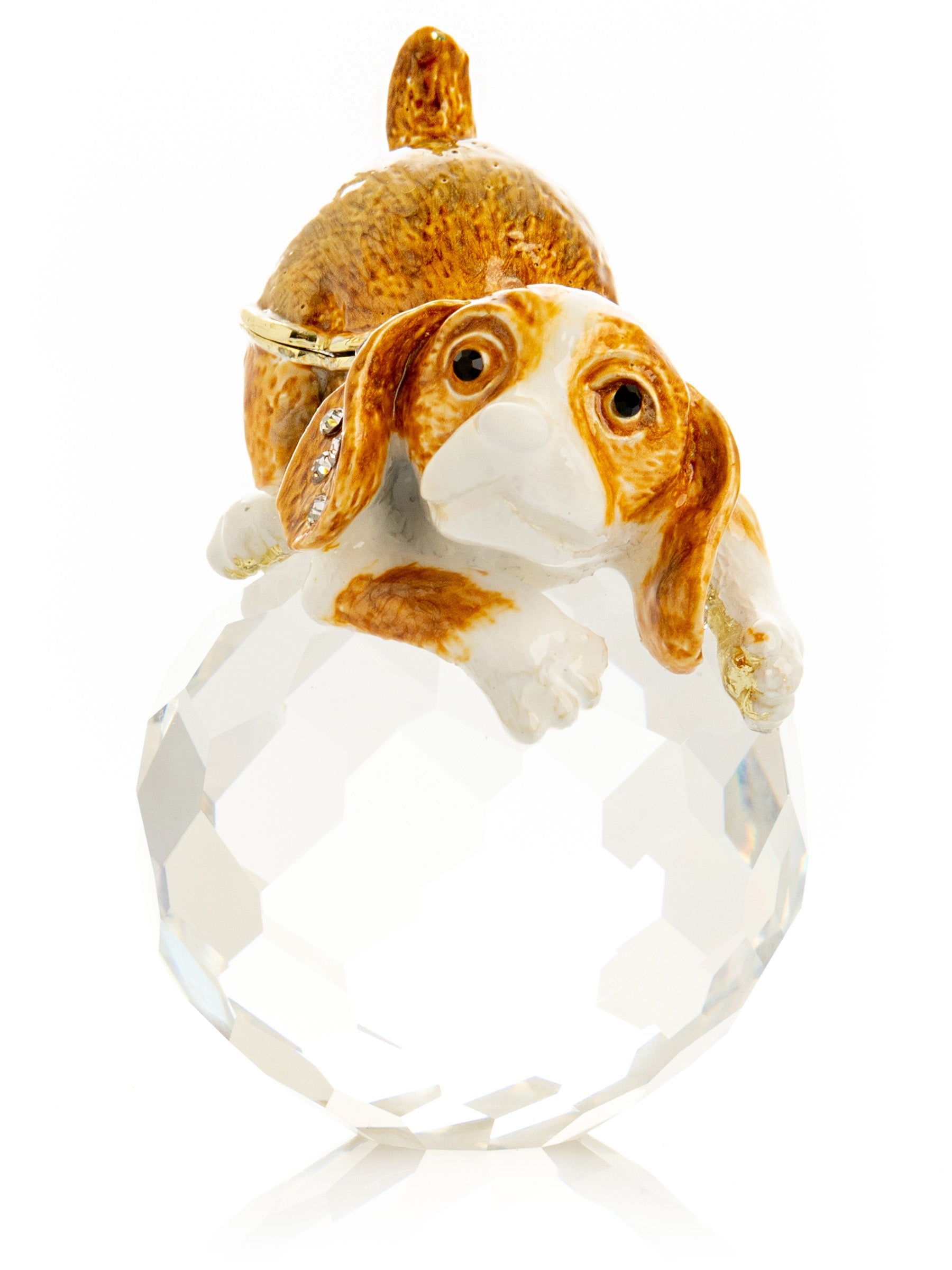 Ring with a detailed dog design on a white background
