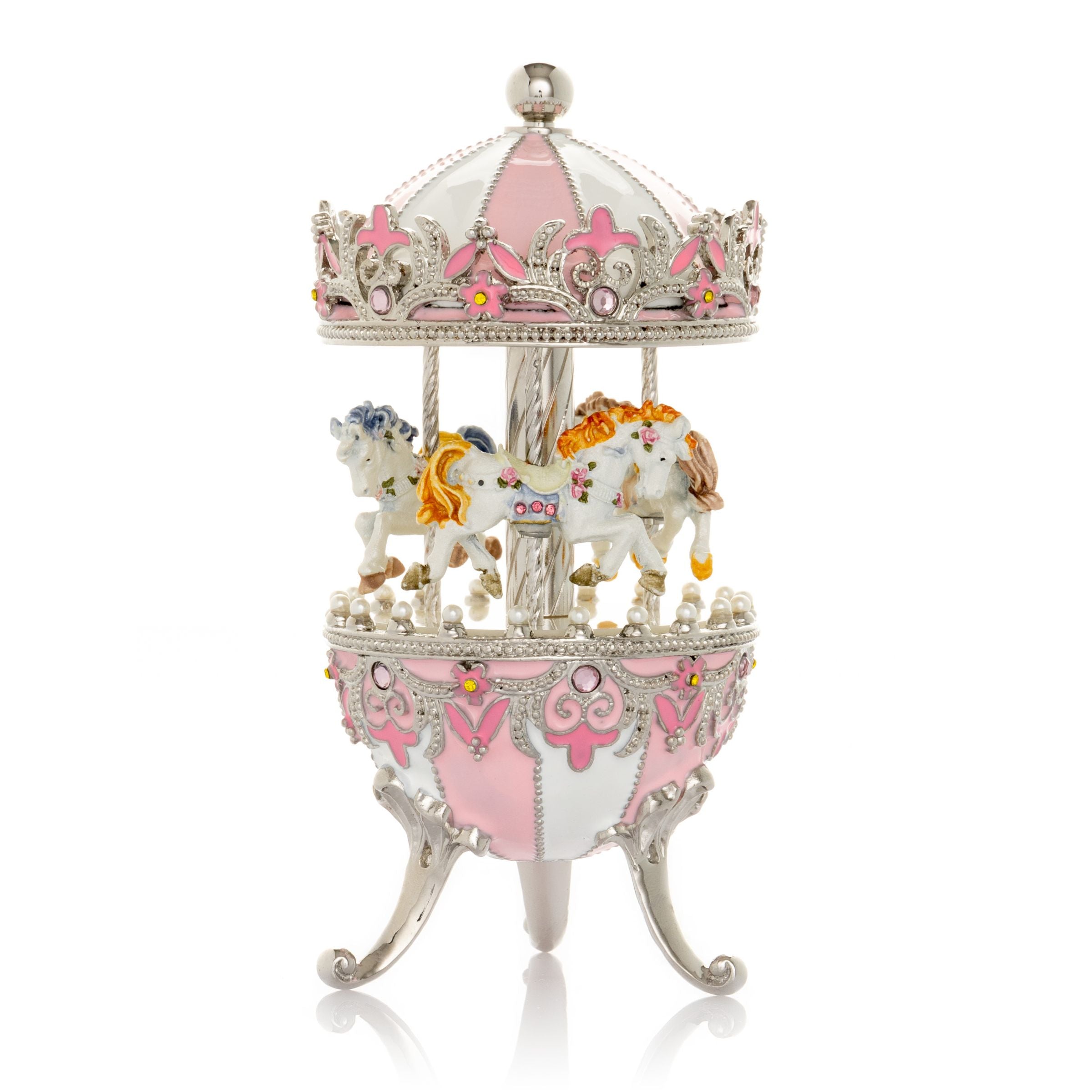 Decorative carousel with horses on a white background