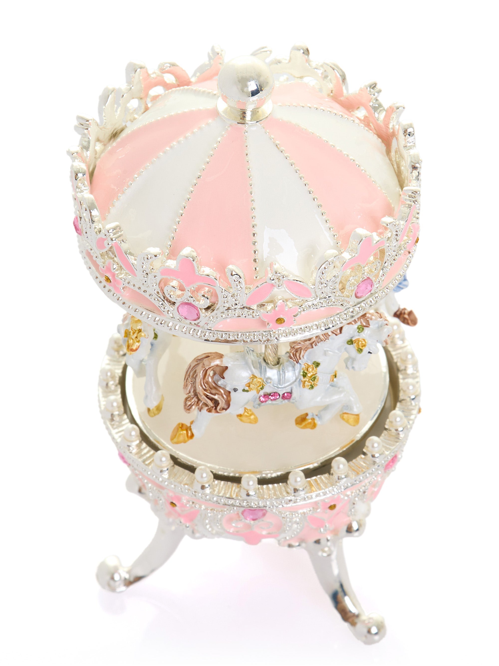 Decorative egg with pink and white design on a white background