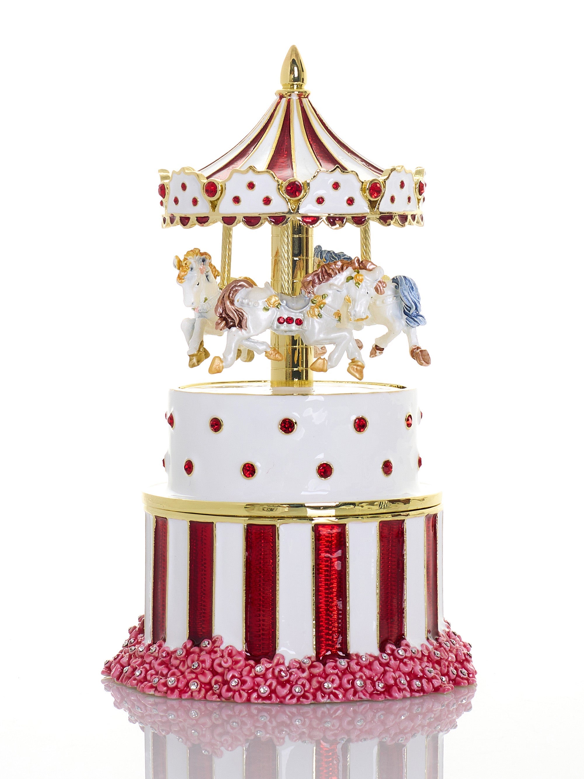 Decorative carousel with horses on a white background