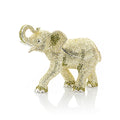 Decorative elephant figurine with gold and silver embellishments on a white background