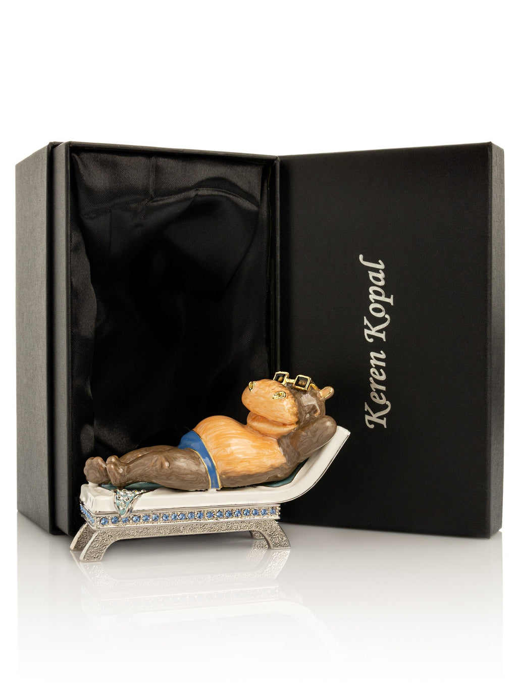 Decorative figurine of a hippo in a Keren Kopal box